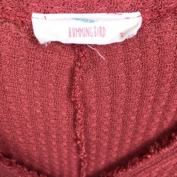 Hummingbird Waffle Knit Tie Relaxed Thermal Top S - Picture 7 of 7